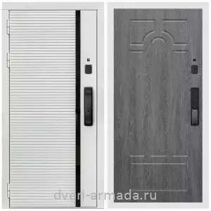 Входные двери 960х2050, Умная входная смарт-дверь Армада Каскад WHITE МДФ 10 мм Kaadas K9 / МДФ 6 мм ФЛ-58 Дуб Филадельфия графит